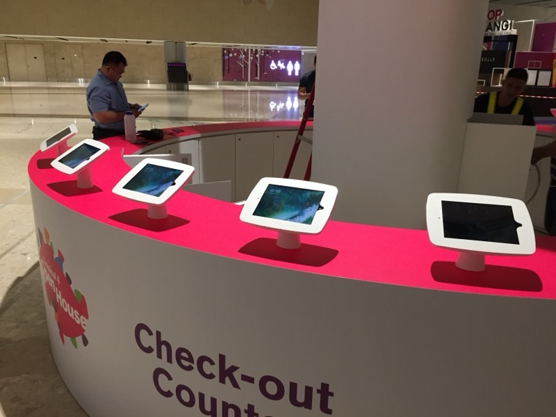 Table-top iPad stands at Changi Airport Open House