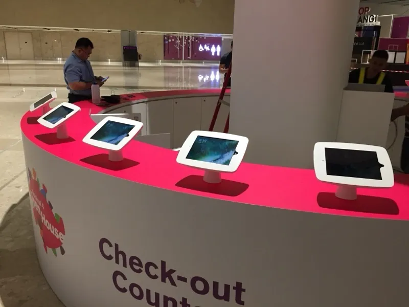 Table-top iPad stands at Changi Airport Open House