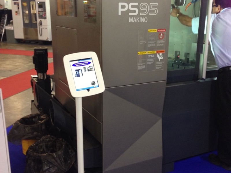 Floor stand iPad kiosk at Makino industrial trade show